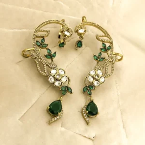 Emerald Bloom Regal Earcuff Earrings - Image 2