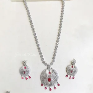 Ruby Radiance CZ Pendant Long Necklace - Image 2