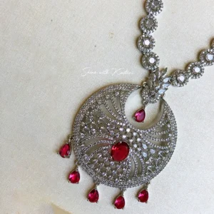 Ruby Radiance CZ Pendant Long Necklace - Image 3