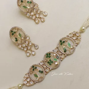 Pearl & Kundan Statement Choker, Green - Image 4