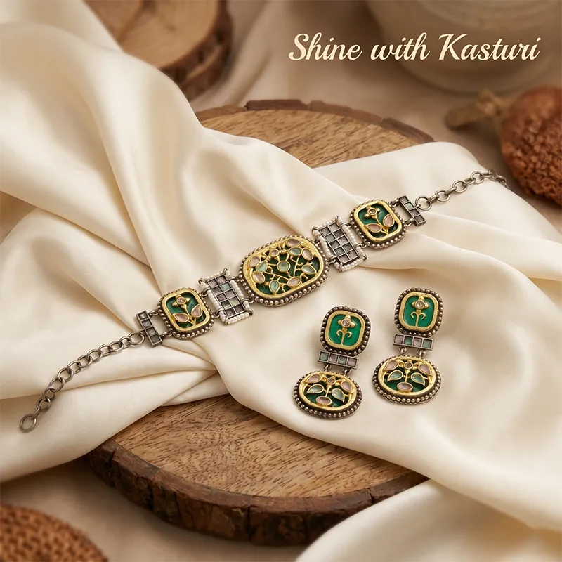 Buy Meenakari Oxidised Choker Set