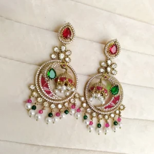Royal Pearl Chandbali Statement Earrings - Image 2