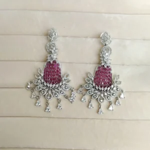 Alternative view of Ruby Radiance CZ Chandelier Statement Earrings
