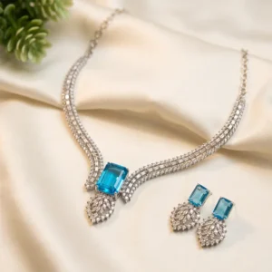 CZ Crystal AD Necklace Set, Blue