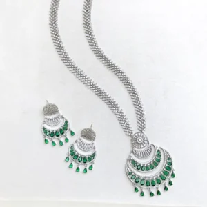 Emerald Cascade CZ Statement Long Necklace - Image 3