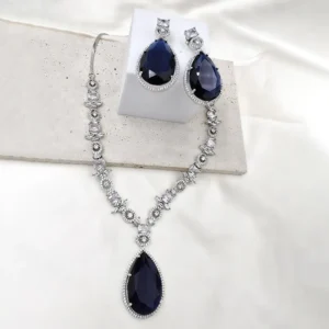 Alternative view of Celeste Pear Drop Necklace Set, Blue