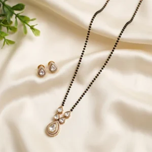 Classic Teardrop Kundan Mangalsutra, Stud Earrings