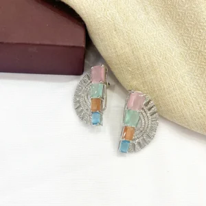 Alternative view of Pastel Crystal Fan Statement Earrings