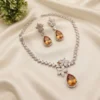 Citrine Drop Necklace Set with Earrings