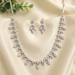 Royal CZ Floral Vine Necklace Set