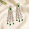 Emerald Stone Cubic Zirconia Chandelier Earrings