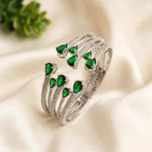 Green AD Layered Openable Cuff Bangle
