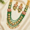 Green Pearls & Kundan Long Necklace Set