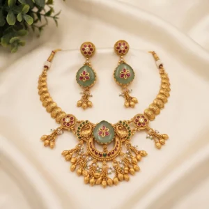 Heritage Mint Floral Temple Necklace Set