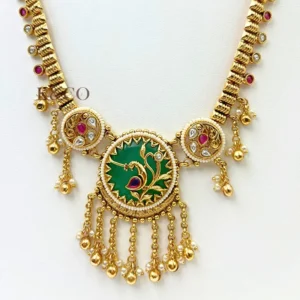 Heritage Peacock Necklace Set with Statement Earrings - Image 4