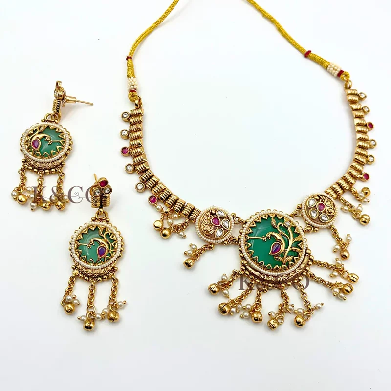 Heritage Peacock Enamel Necklace Set