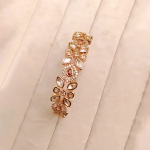 Alternative view of Ruby Kundan Floral Openable Cuff Bangle