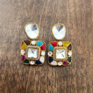 Alternative view of Multicolour Kundan Inspired Statement Earrings