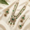 Layered Kundan Necklace with Maang Tikka, Green