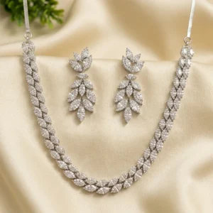 Alternative view of Luxury Marquise Cut CZ Leaf Necklace Set