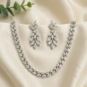 Luxury Marquise Cut CZ Leaf Necklace Set