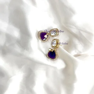Purple Moissanite Stone Choker Necklace Set - Image 3