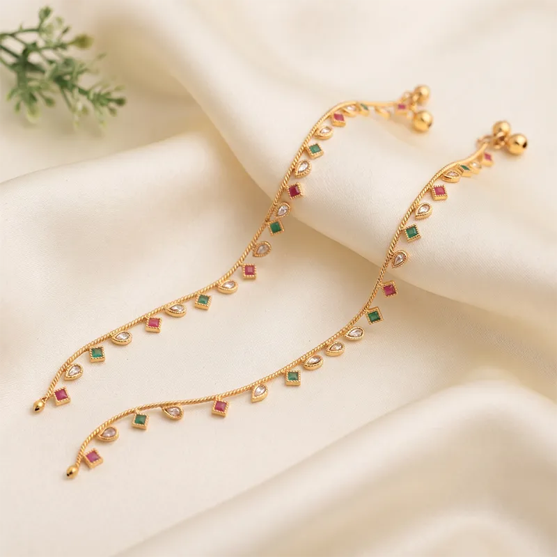 Multicolor Kundan Charm Anklet
