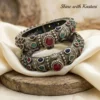 Oxidised Kundan Openable Bangle with Red Stone