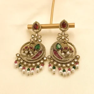 Royal Pearl Chandbali Statement Earrings - Image 3
