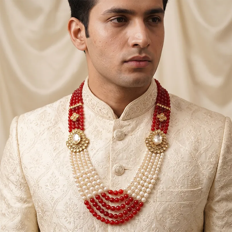 Ruby Pearl Kundan Groom Mala - Image 2