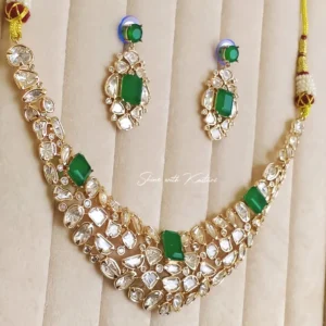 Polki Kundan Green Statement Choker - Image 3