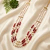 Red & White Layered Groom Necklace