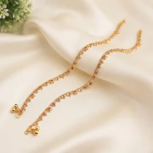 Royal CZ Ruby Stone Anklet