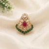 Royal Green Kundan Teardrop Statement Ring