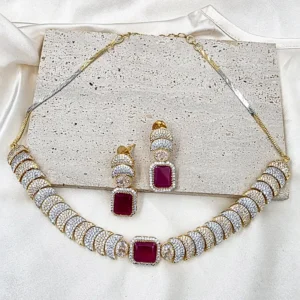Alternative view of Ruby AD Crescent Necklace Set