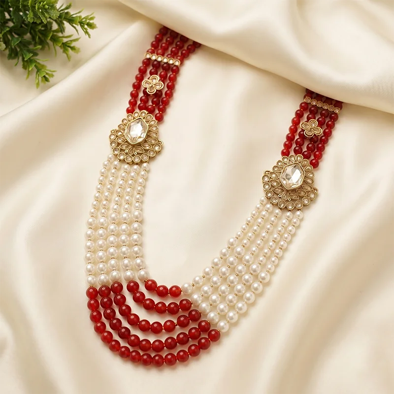 Ruby Pearl Kundan Groom Mala