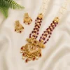 Ruby Pearl Long Necklace with Gold Pendant