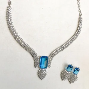 CZ Crystal AD Necklace Set, Blue - Image 2