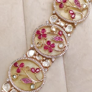 Pearl & Kundan Statement Choker, Ruby - Image 3