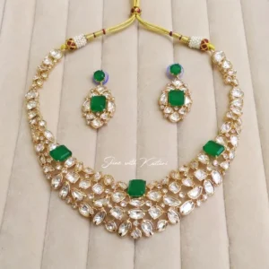 Alternative view of Polki Kundan Green Statement Choker