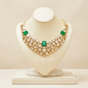 Polki Kundan Green Statement Choker - Image 4