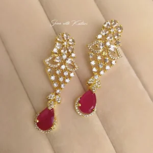 Ruby Teardrop Crystal Necklace Set - Image 4