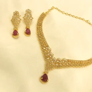 Ruby Teardrop Crystal Necklace Set - Image 2