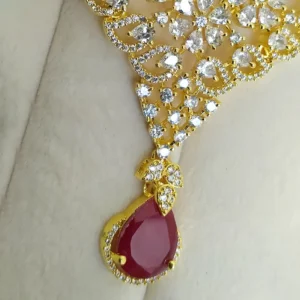 Ruby Teardrop Crystal Necklace Set - Image 3