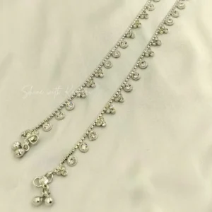 Silver CZ Charm Anklets