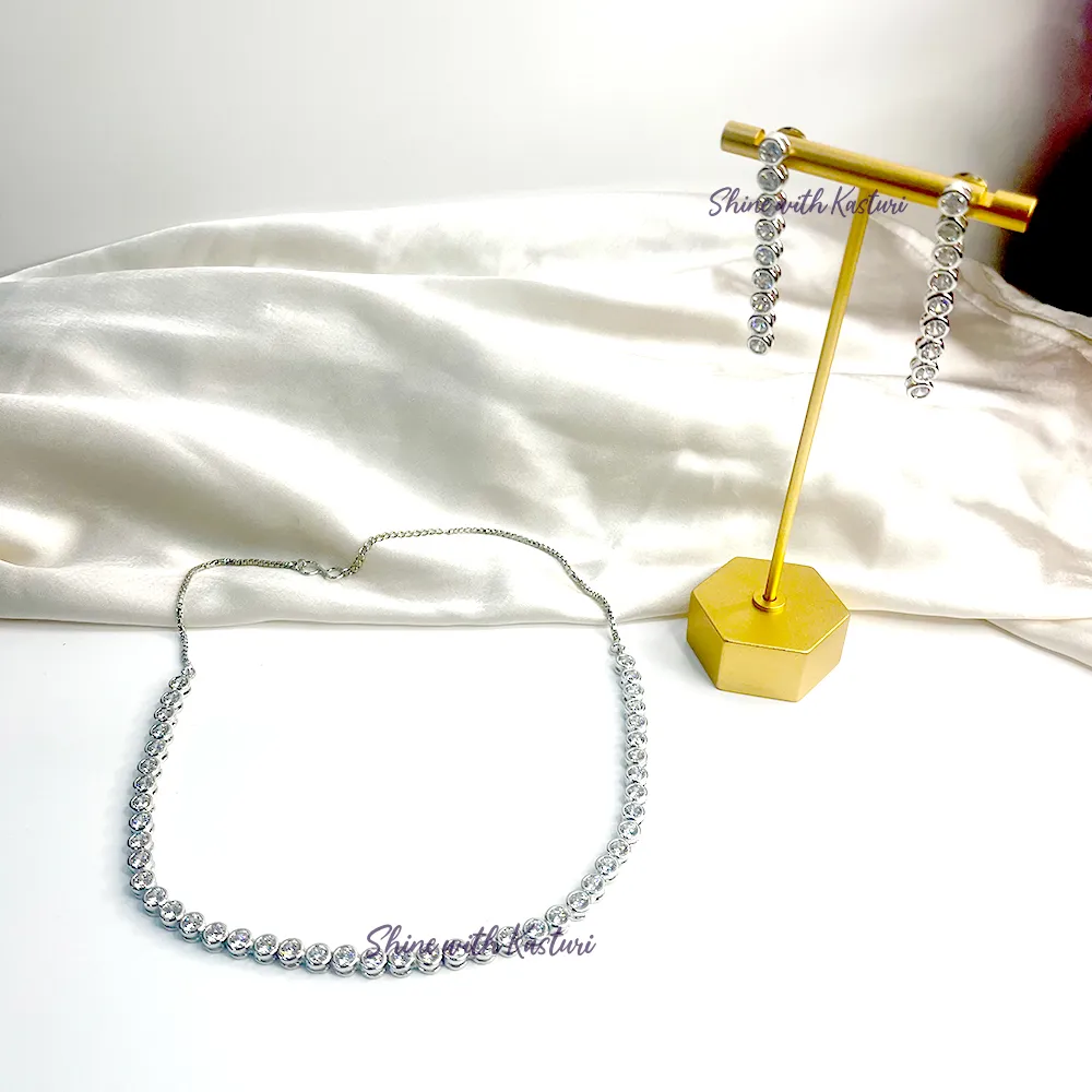 Classic Silver Cubic Zirconia Necklace - Image 3