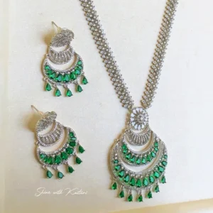 Emerald Cascade CZ Statement Long Necklace - Image 5