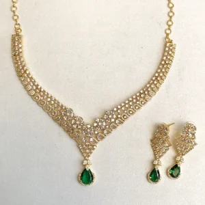 Alternative view of Emerald Teardrop Crystal Necklace Set