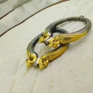Alternative view of Urban Tribal Oxidised Silver Peacock Bangle