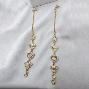 Delicate Floral Kundan Ear Chain - Image 3